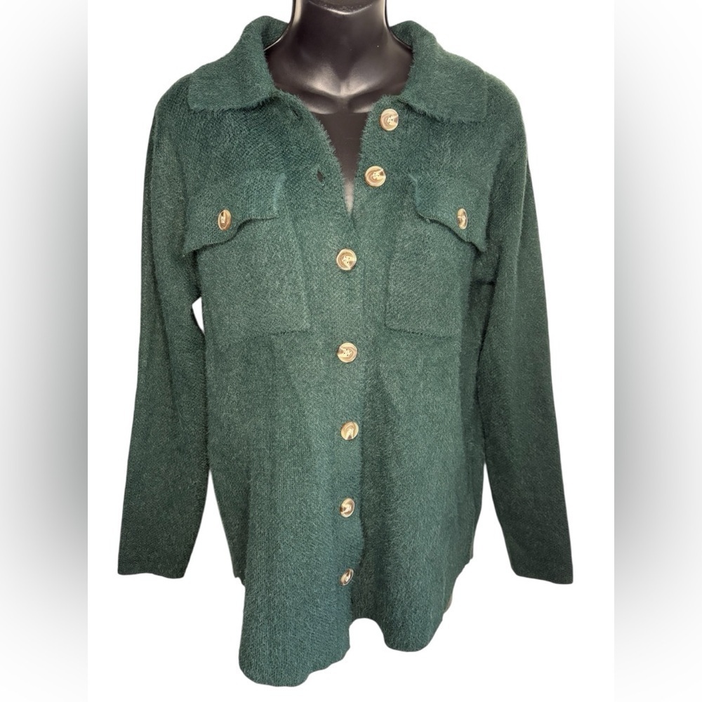 William Rast Forest Green button down shacket sz Small worn once for photo shoot - Picture 2 of 6